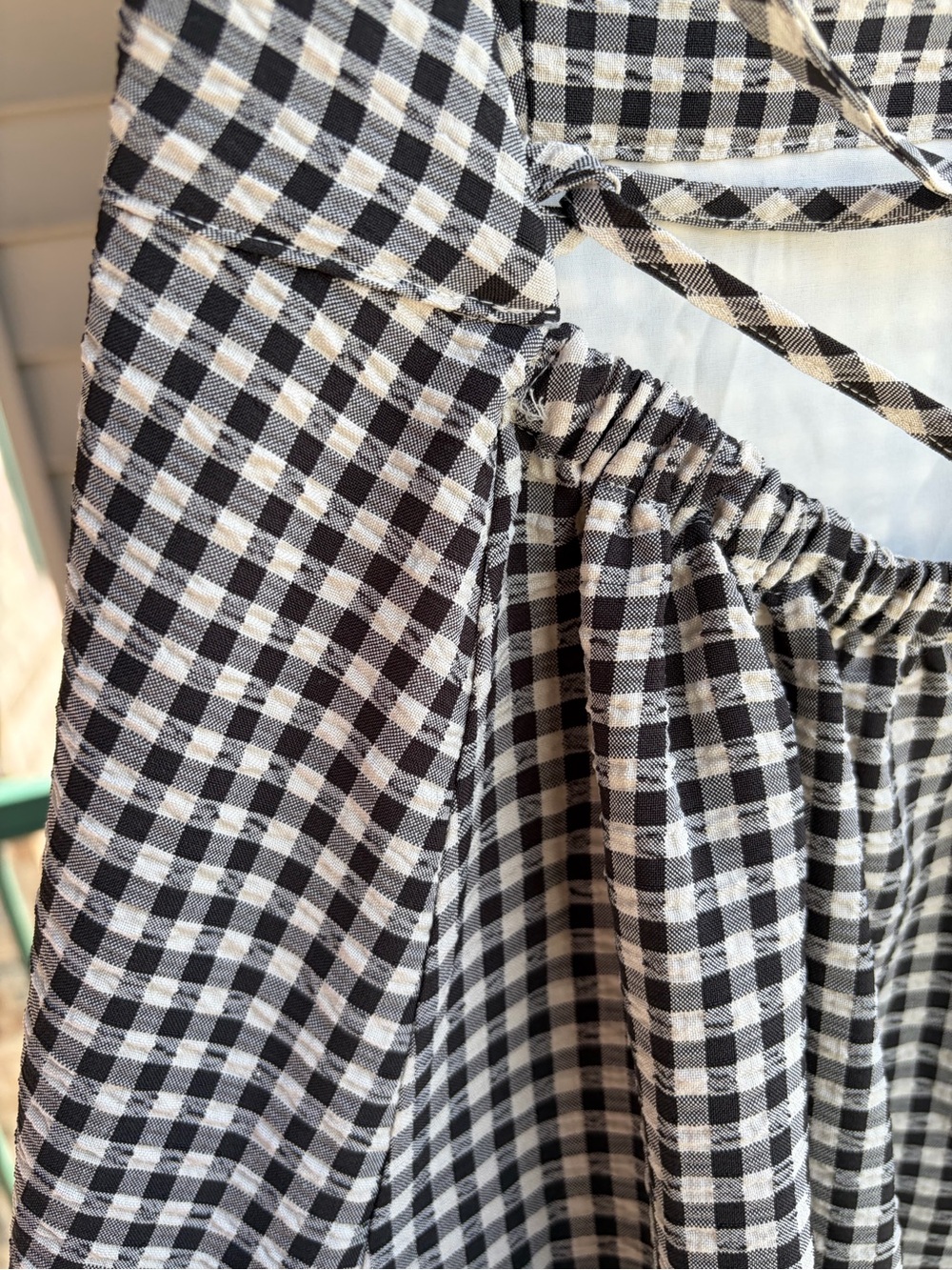 🆕 🏁Gianni Bini Gingham Maxi Dress Black White Tie Waist Casual Size 6 Sundress - Picture 11 of 17